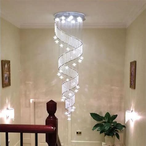 Modern Spiral K9 Crystal Led Ceiling Lights Large Staircase Indoor