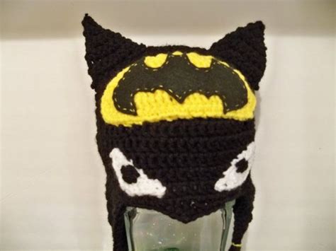 Crocheted Batman Flapper Beanie Crochet Batman Crochet Baby Beanie