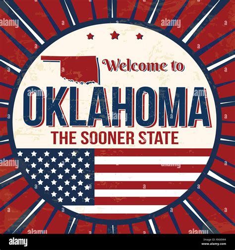 Welcome To Oklahoma Vintage Grunge Poster Vector Illustration Stock