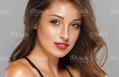 Beautiful Woman Skin Tanned Red Lips Healthy Beauty Skin Smile Spa