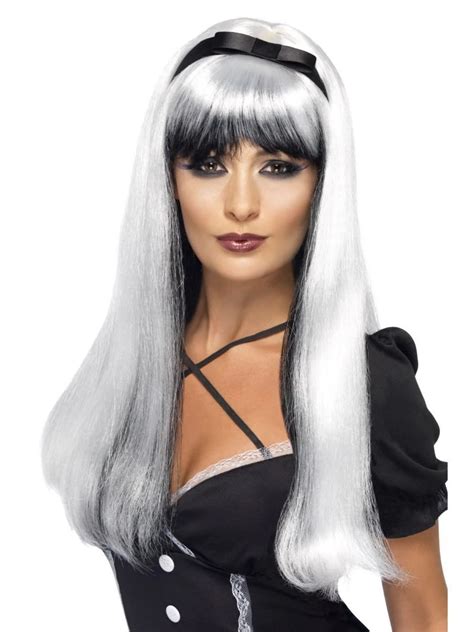 Women Silver Witch Wig Ladies Halloween Fancy Dress Womens Adult