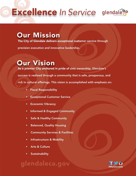 Mission And Vision Statements City Of Glendale Ca