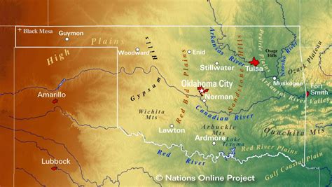 Map of the State of Oklahoma, USA - Nations Online Project