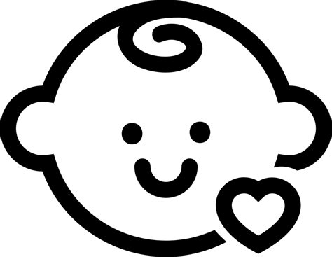 Baby Head With A Small Heart Outline Comments Baby Icon Png