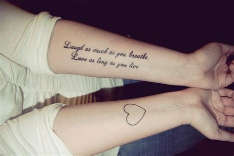 Hear Love And Quote Tattoo On Arm