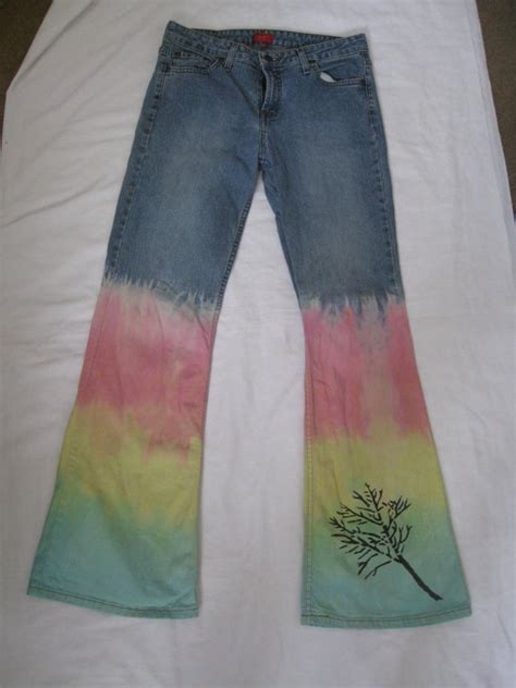Tree Tie Dyed Upcycled Blue Jeans Color Orange Pink By Crazicandi 25