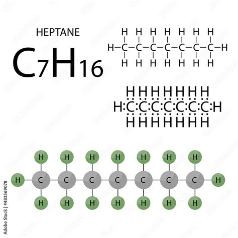 Heptane Organic Chemical Compound Molecule Stick Model Structural