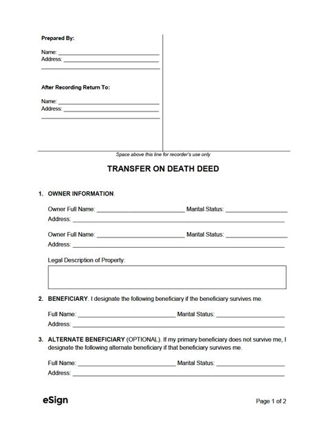 Free Transfer On Death Deed Todd Pdf Word