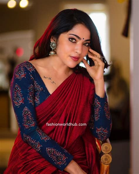 ramya subramanyam in a red mul cotton saree fashionworldhub