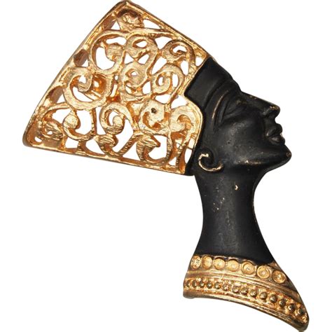 Black Woman With Ornate Headdress Brooch From Wrightglitz On Ruby Lane