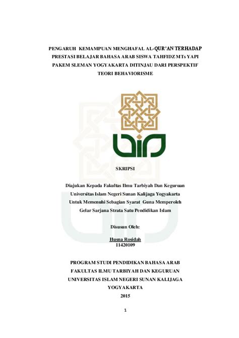 Pdf Pengaruh Kemampuan Menghafal Al Quran Terhadap Prestasi Belajar