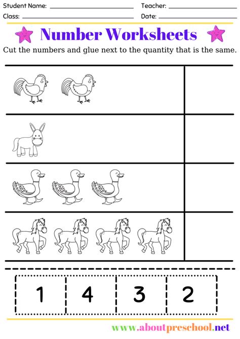 Number Worksheets For Kindergarten About Preschool