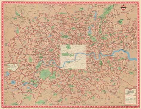 London Transport Bus Map Central Area Inc Trolleybuses Lewis 1 1959 Old