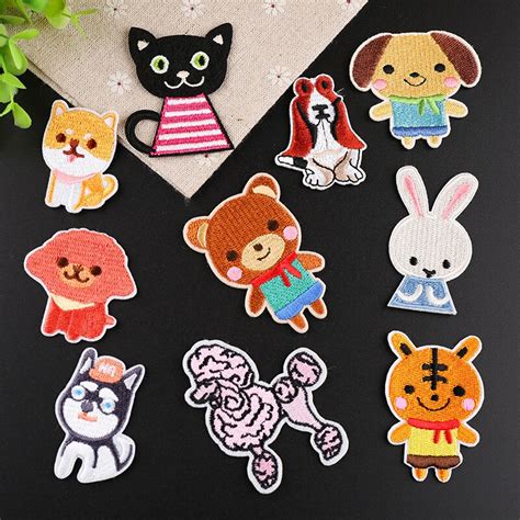10pcslot Cartoon Thermo Stickers Animal Patches Set New Design