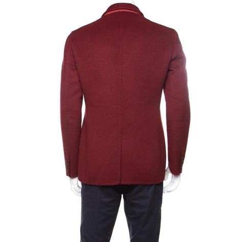Berluti Burgundy Felted Cashmere Double Breasted Blazer L For Sale At