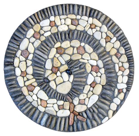 A Plate Made Out Of Rocks And Stones With A Spiral Design On The Front Side