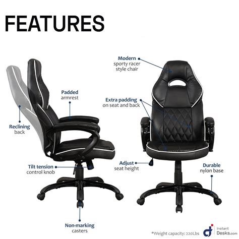 Height Adjustable Mid Back Office Chair Instant Desks