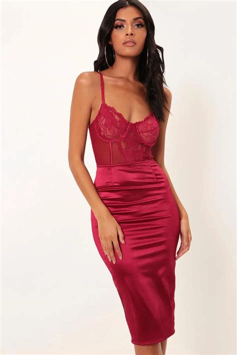 red lace bustier bodycon midi dress dresses bodycon i saw it first midi dress bodycon