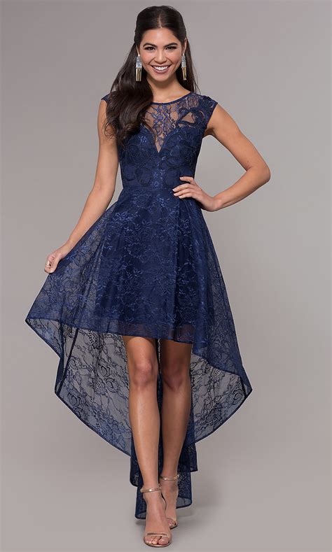 Lace Illusion Sweetheart High Low Prom Dress