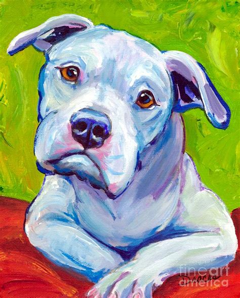 American Bulldog On Elbows Painting By Dottie Dracos Fine Art America