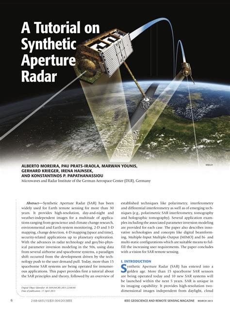 Pdf A Tutorial On Synthetic Aperture Radar