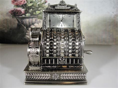 Timex Old Fashioned Cash Register Miniature Clock Pewter Etsy In 2020