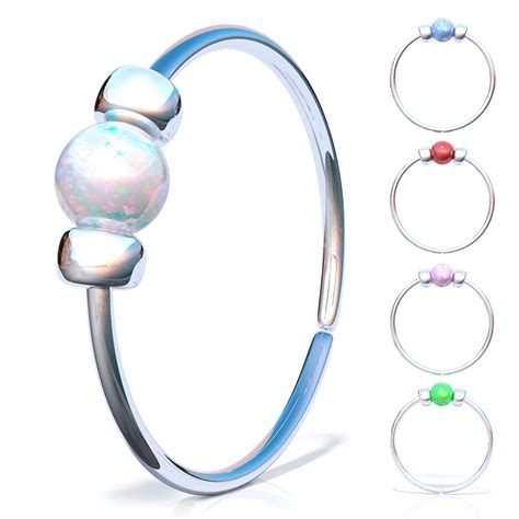 Buy Thin Sterling Silver Tiny Nose Ring Opal Nose Rings Mm White