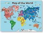 World Map Poster for Kids (18x24 World Map Laminated) Ideal World Map ...