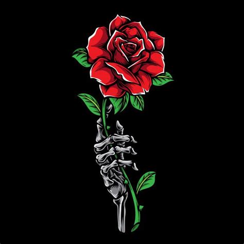 Skull Hand Holding Rose Drawing Easy Drawing Ideas