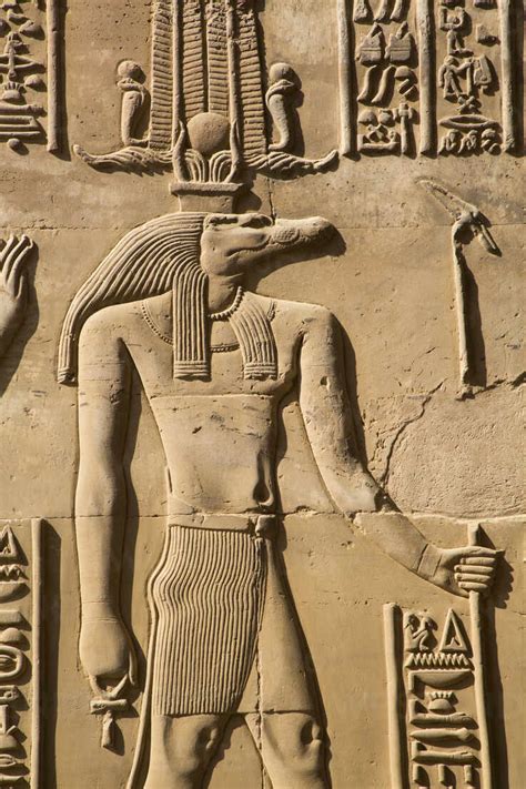 Crocodile God Sobek Wall Reliefs Temple Of Sobek And Haroeris Kom Ombo Egypt North Africa