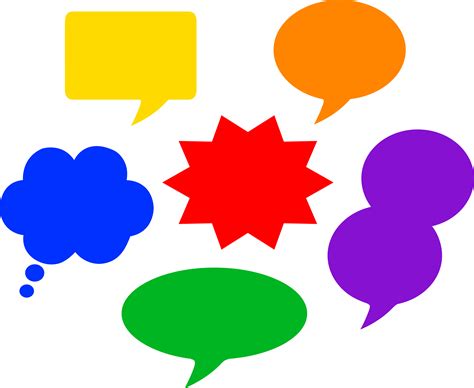 Colorful Comic Style Speech Balloons - Free Clip Art png image