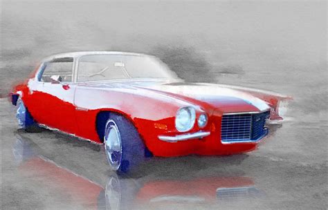 1970 Chevy Camaro Watercolor Painting By Naxart Studio