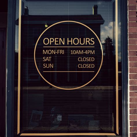 Open Hours Sign Store Hours Modern Business Vinyl Window Etsy