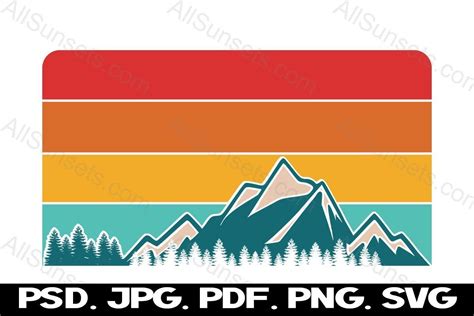 Mountain Forest Retro Sunset Stripes Graphic By Sunandmoon · Creative