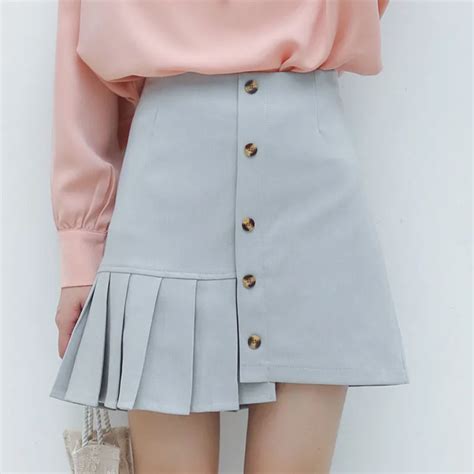 Kavisso Vintage Irregular Short Pleated Skirt Mini Women Skirt Korean Style Saias Summer Office