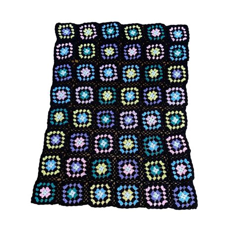 Vtg Handmade Multicolor Granny Square Crochet Afghan Throw Lap Etsy