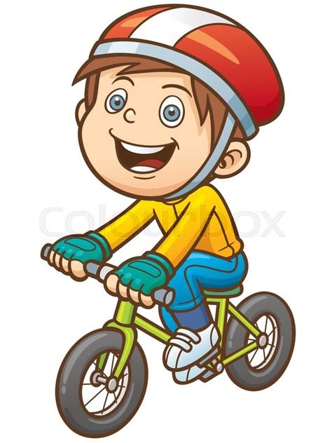 Riding color bikes isolated on white background, cartoon bikes for boy or girl. Vector illustration of Cartoon boy on ... | Stock vector ...