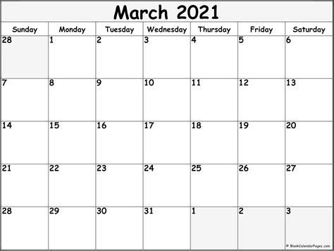 **** this is a digital product to print yourself ****. March 2021 blank calendar collection.