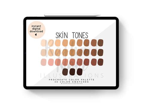 Skin Tones Procreate Color Palette Color Swatches Ipad Etsy