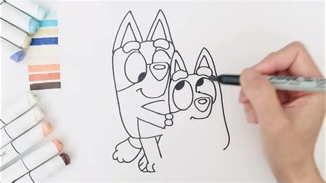How To Draw Bluey And Color With Markers Bingo For Kids Drawings
