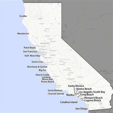 Northern California Coastal Towns Map Large World Map