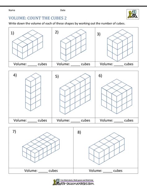 5th Grade Volume Worksheets