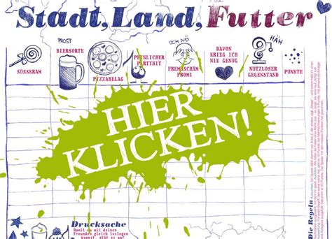 Verschiedene stadt land fluss vorlagen zum ausdrucken (pdf), stadt land fluss kategorien und stadt land. Vorlagen für Stadt, Land, Futter - ein Spiel für ...