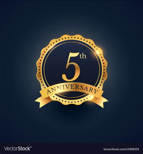 Blackpink tease 5th anniversary '4+1 project'. 5th anniversary celebration badge label in golden Vector Image