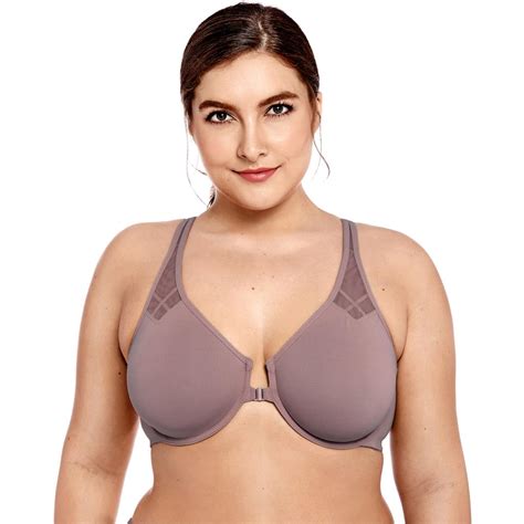 Womens Plus Size Non Padded Seamless Underwire Front Close Bra