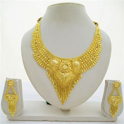 Indian Gold Plated Choker Necklace Traditional Bridal Wedding Jewelry Set