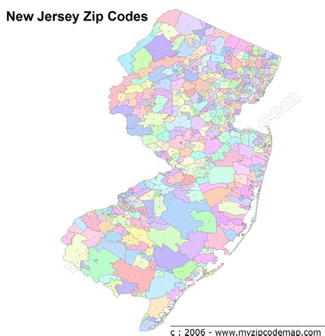 New Jersey Nj Zip Code Map