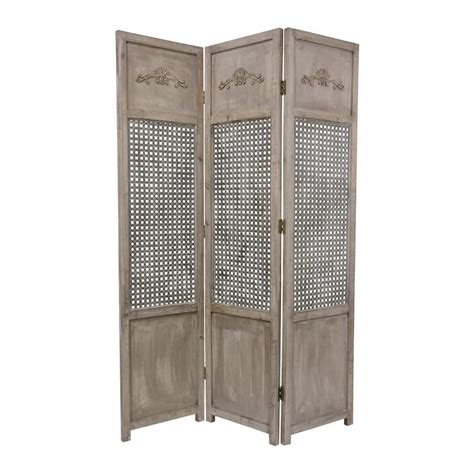 Shop Oriental Furniture Open Mesh 3 Panel Distressed Wood Folding