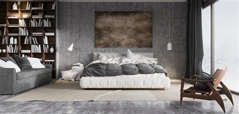 The paler circle around the mirror and the stripe at coving height soften the effect of the deep purple paint color; Master Bedroom on Behance