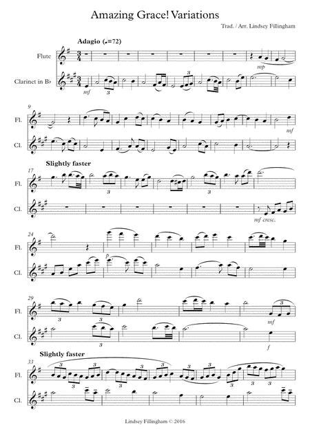 Amazing Grace Variations For Flute And Clarinet By Traditional